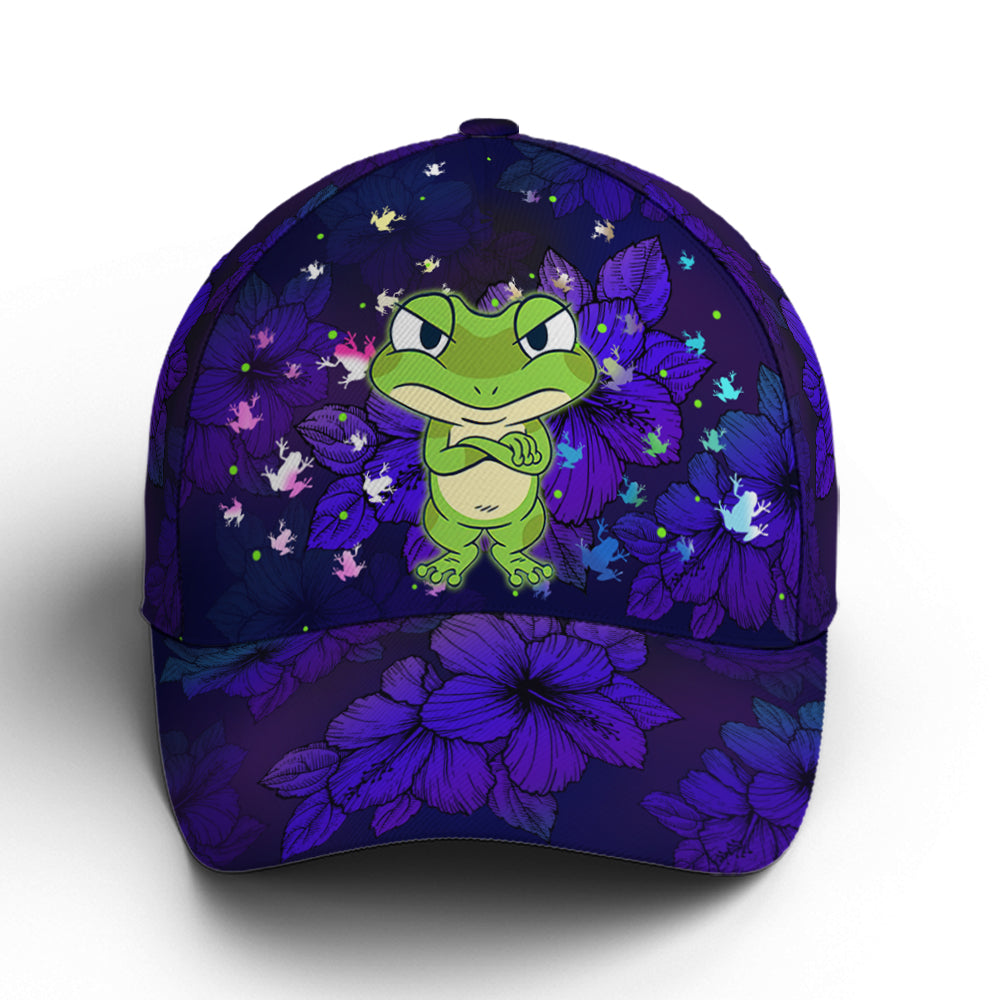 Frogs Floral Pattern Purple Baseball Cap Lasfour CO0900