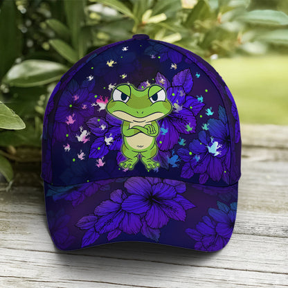 Frogs Floral Pattern Purple Baseball Cap Lasfour CO0900