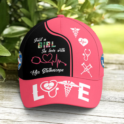 Just A Girl In Love With Her Stethoscope Baseball Cap Lasfour CO0764