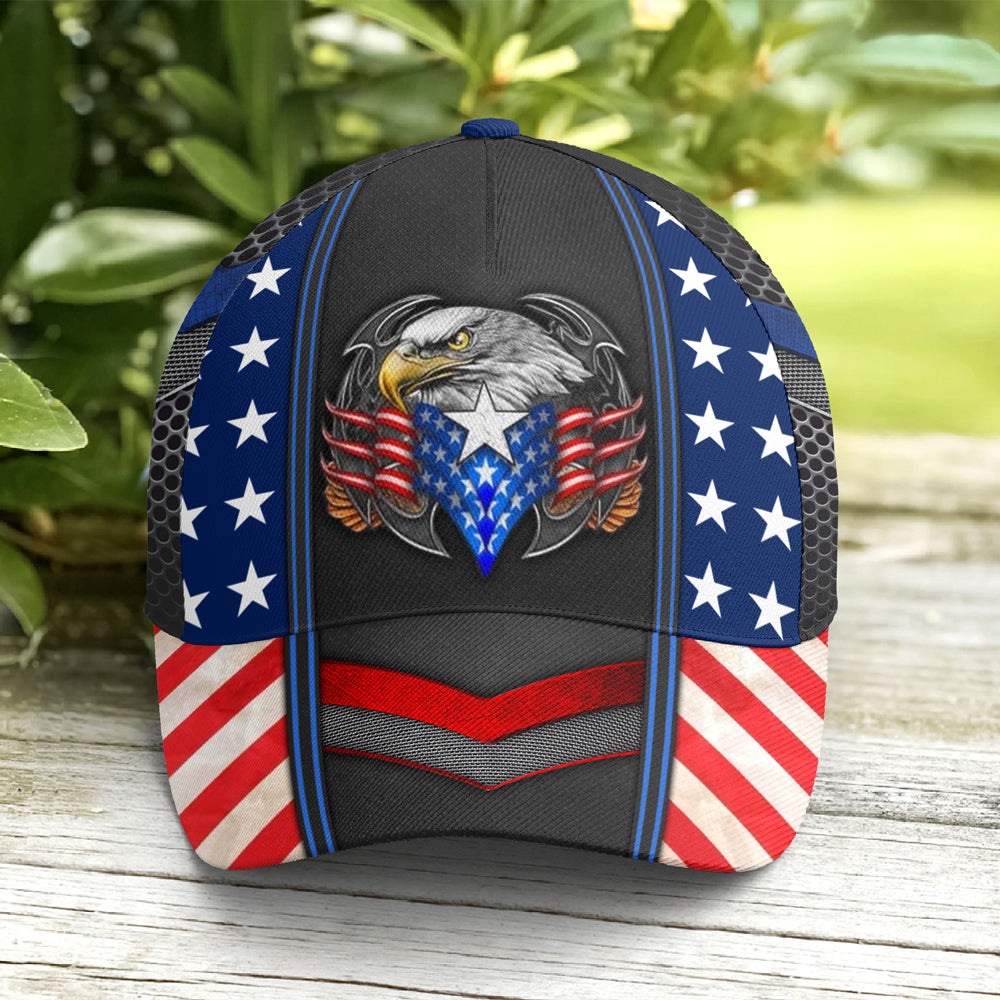 Eagles America US Flag Metallic Baseball Cap Lasfour CO0716