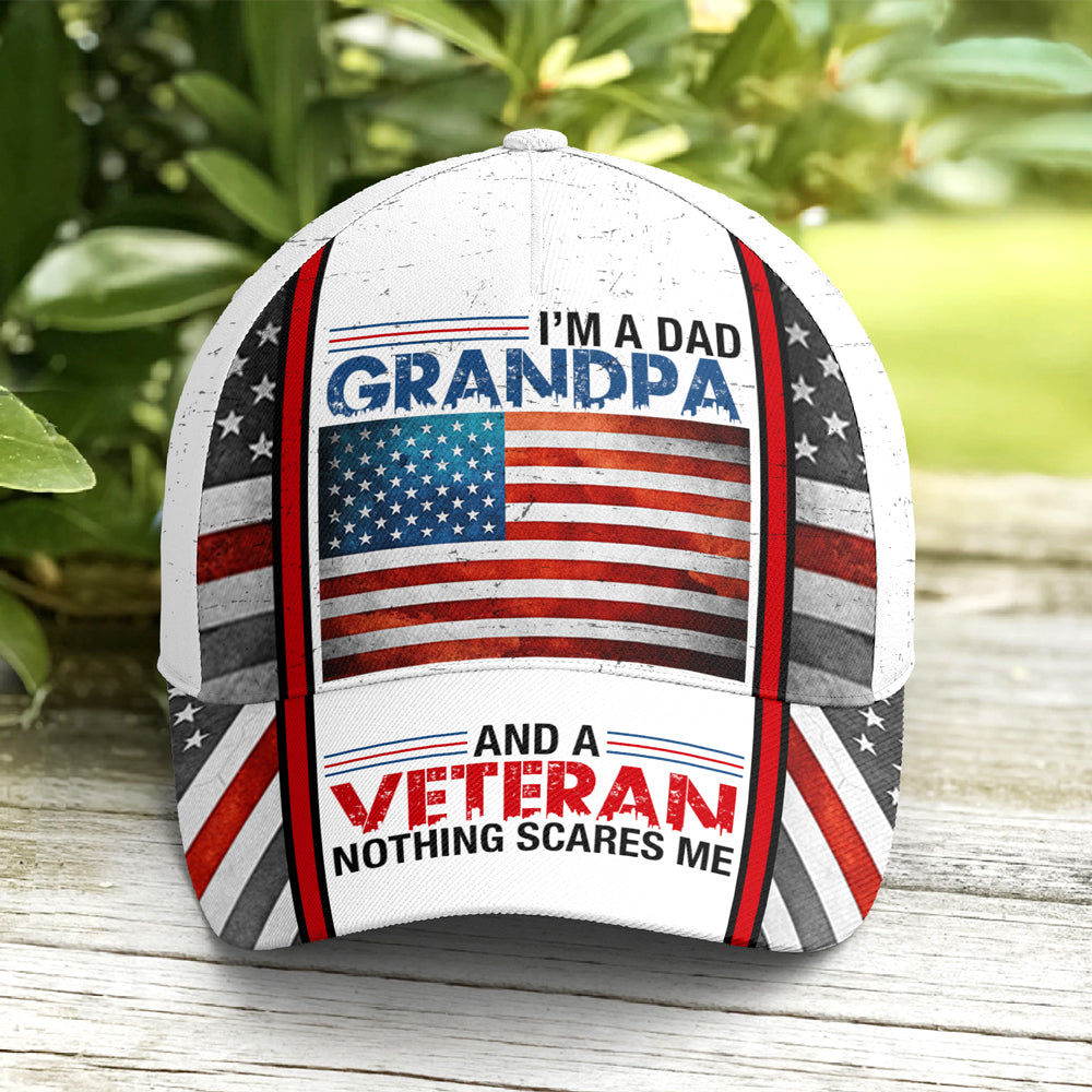 I Am A Dad Grandpa Veteran US Flag Baseball Cap Lasfour CO0696