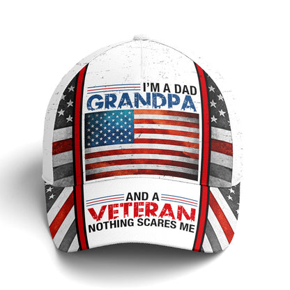 I Am A Dad Grandpa Veteran US Flag Baseball Cap Lasfour CO0696