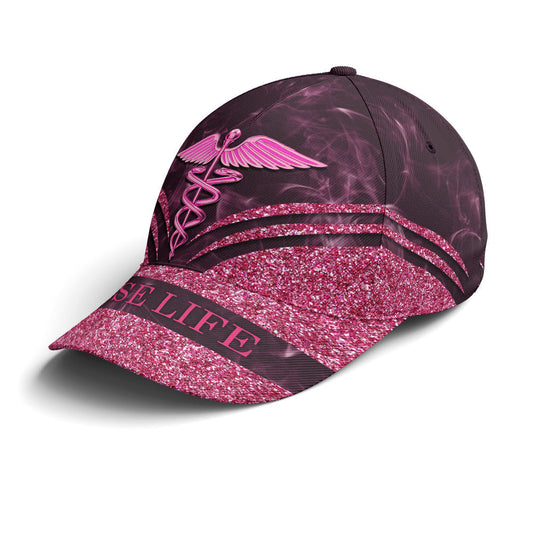 Nurse Life Pink Glitter Baseball Cap Lasfour CO0844