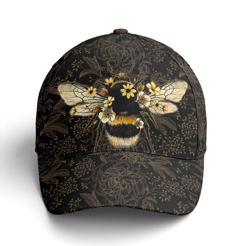 Bee Floral Pattern Baseball Cap Lasfour CO0684