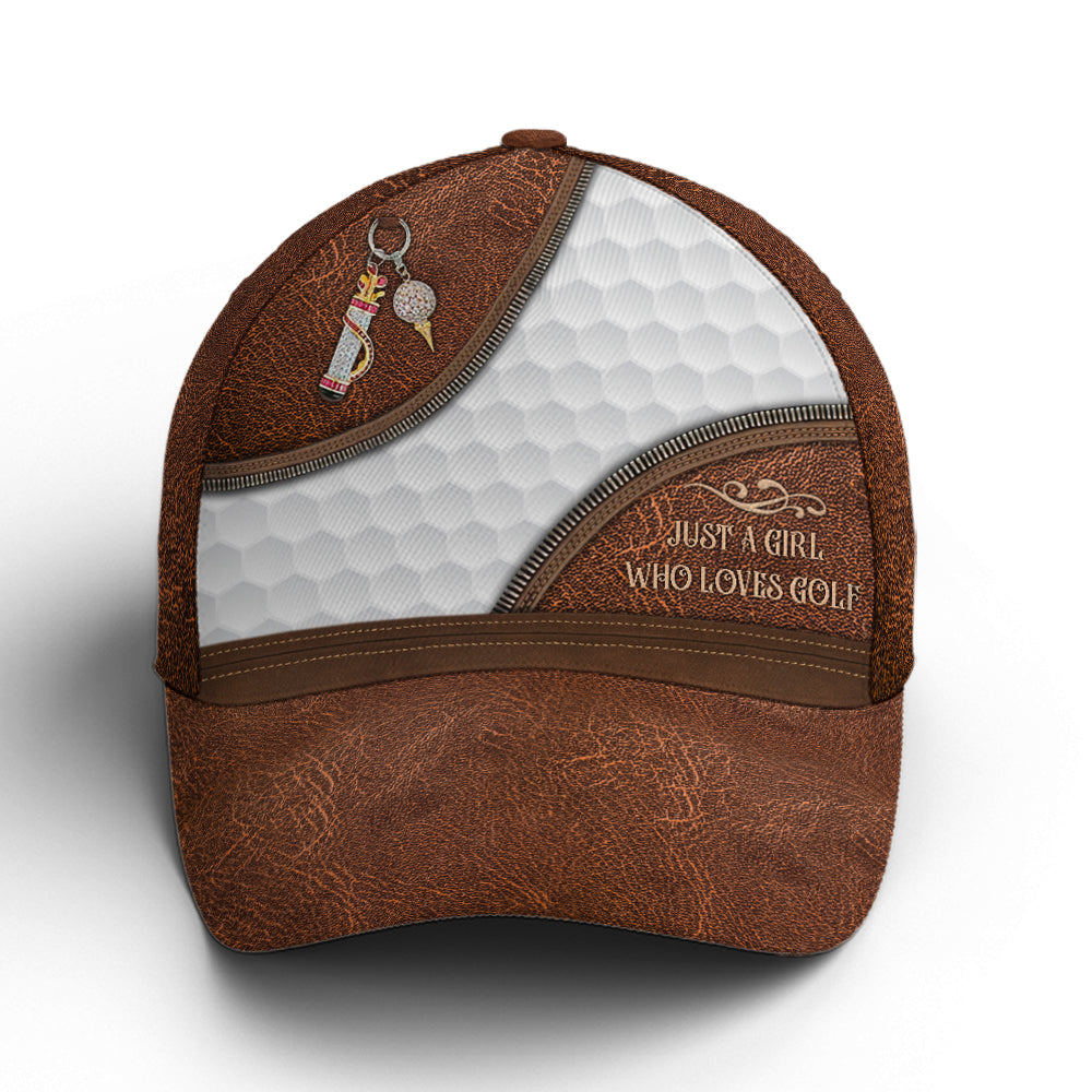 Just A Girl Who Loves Golf Leather Style Baseball Cap Lasfour CO0858