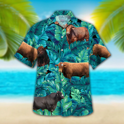 Beefmaster Cattle Lovers Hawaiian Shirt, Cow Hawaiian shirt vintage flower, Short Sleeve Hawaiian Aloha Shirt for men, Women HO2626