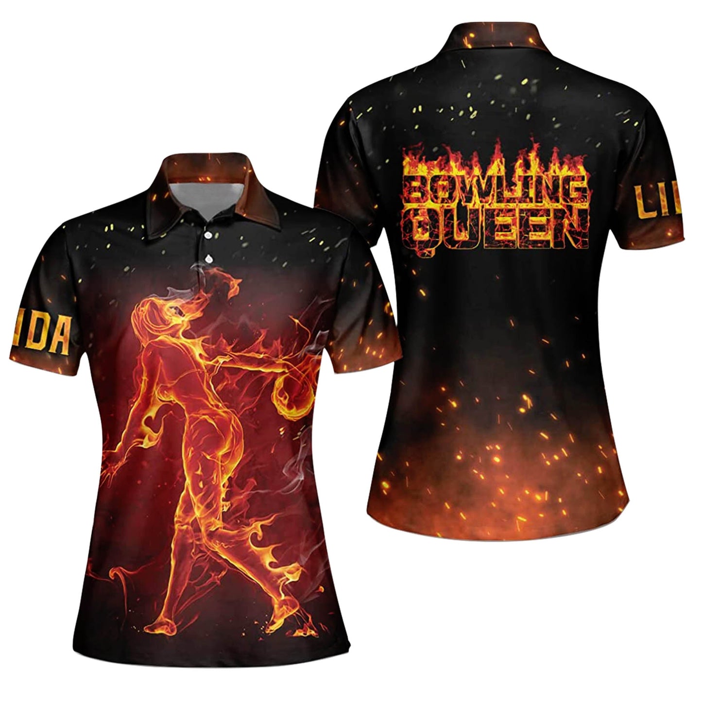 Custom Bowling Queen Polo Fire Shirt BW0007