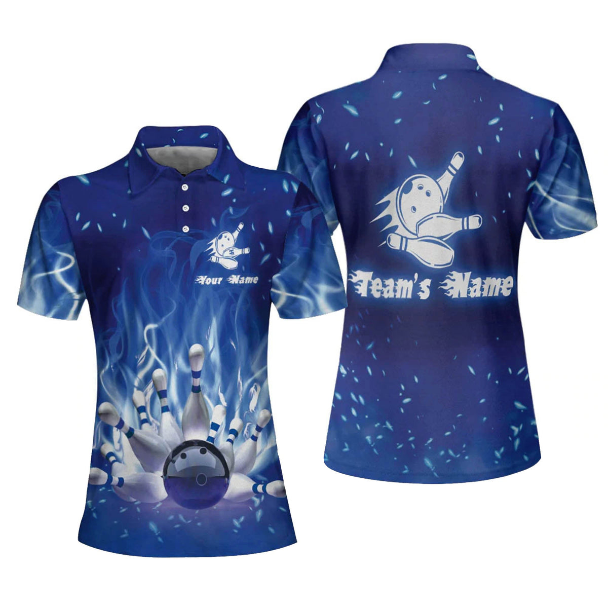 Lasfour Women's Bowling Shirts Custom, Blue Bowling Shirt Women