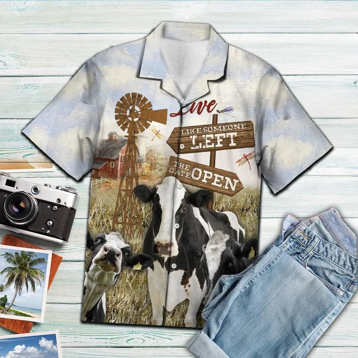 Barn And Windmill Cow In Farm Hawaiian Shirt HO1621