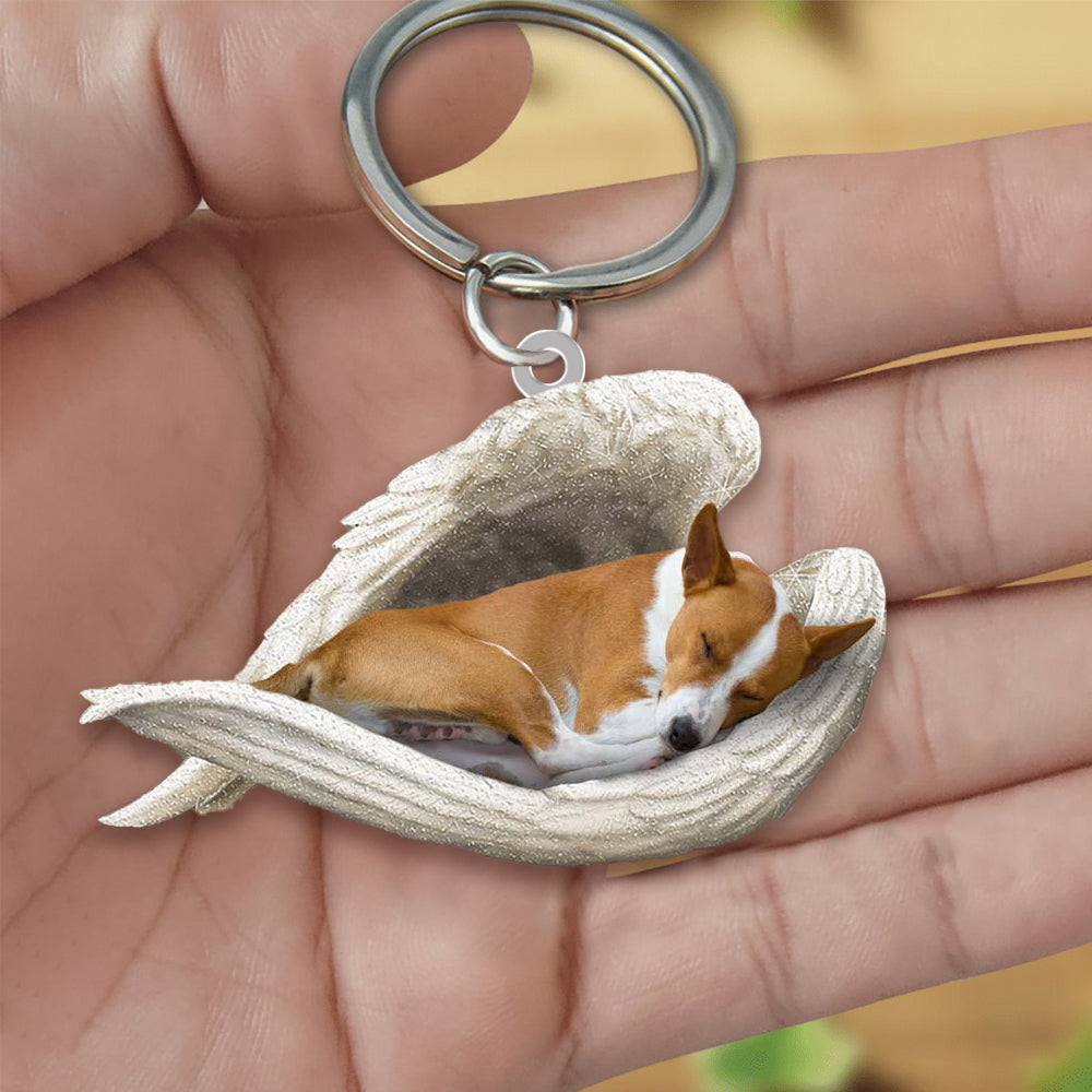 Basenji Sleeping Angel Acrylic Keychain Dog Sleeping keychain KO0253