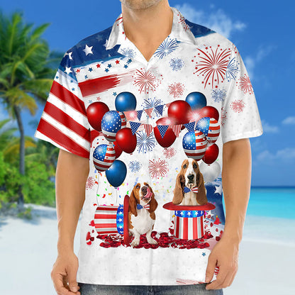 Basset Hound Independence Day Hawaiian Shirt, Dog Hawaii Beach Shirt Short Sleeve For 4Th Of July HO0315