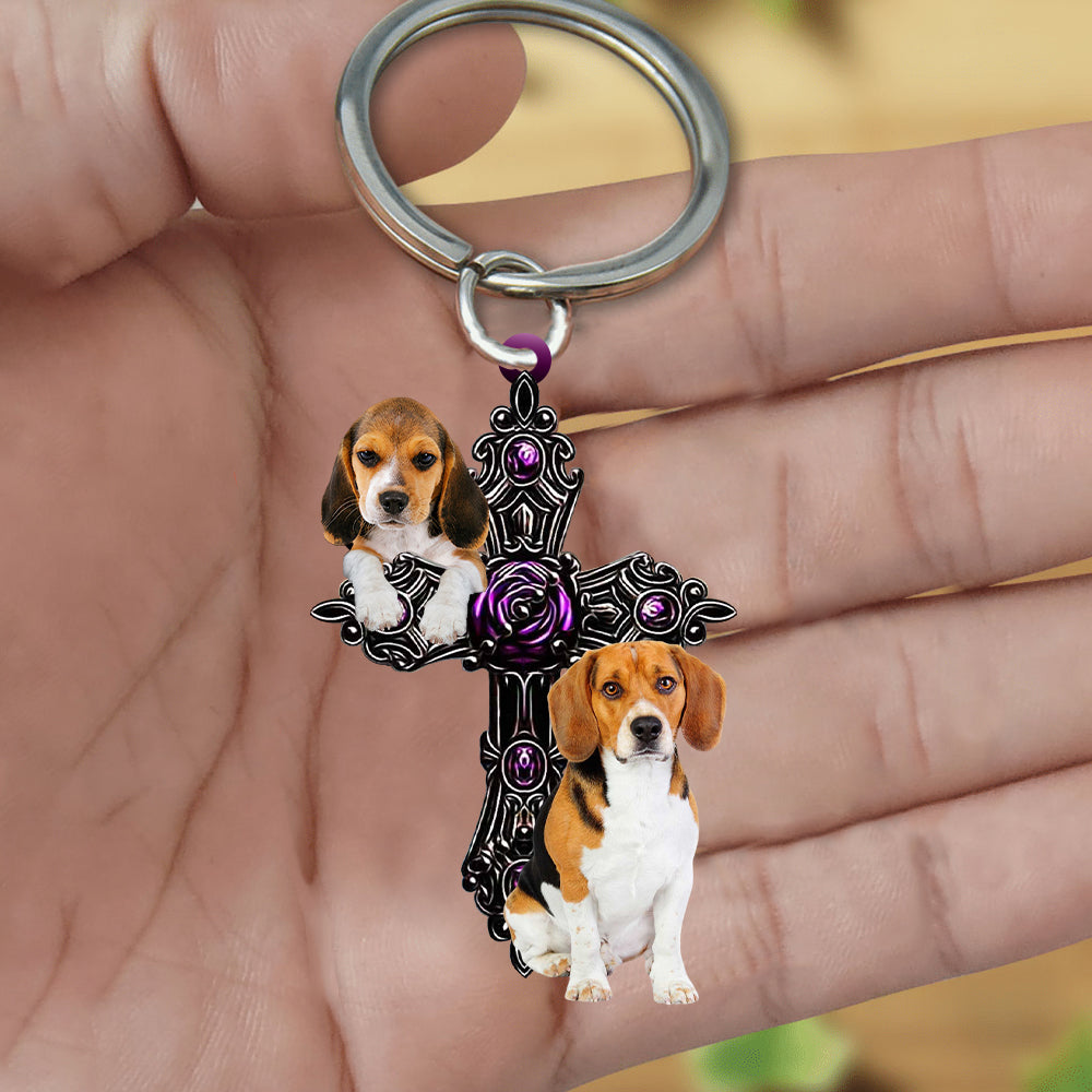 Beagle Pray For God Acrylic Keychain Dog Keychain Lasfour KO0260