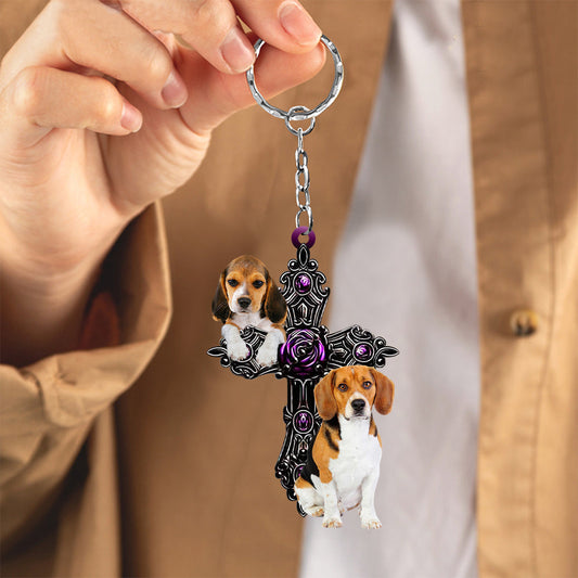 Beagle Pray For God Acrylic Keychain Dog Keychain Lasfour KO0260