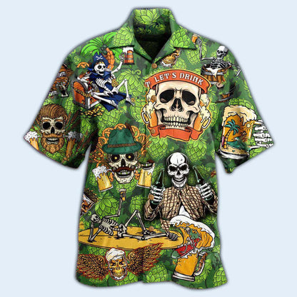 Skull Drink Beer Hawaiian Shirt Let's Drink Beer Skull Hawaii Shirt Men Women HO5318