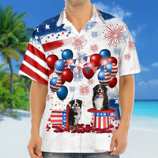 Bernese Mountain Dog Independence Day Hawaiian Shirt, Dog Hawaii Beach Shirt Short Sleeve For 4Th Of July HO3901