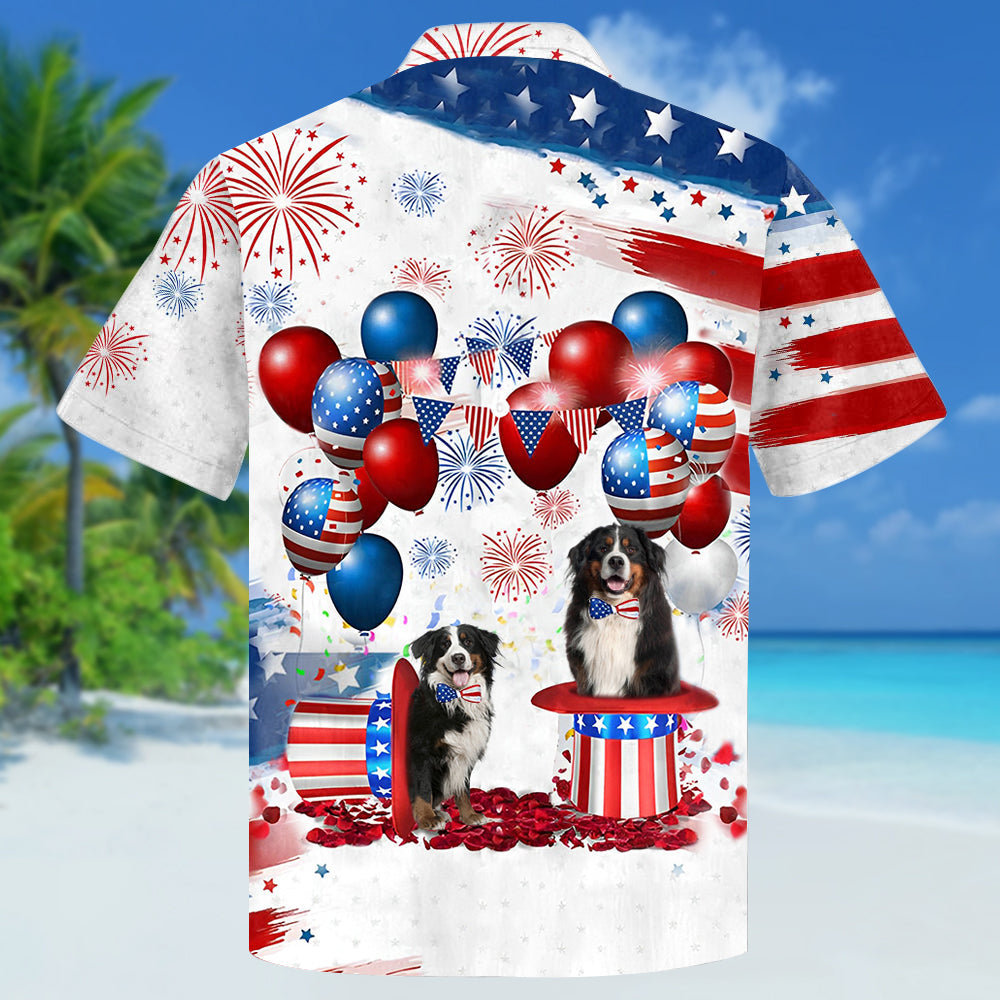 Bernese Mountain Dog Independence Day Hawaiian Shirt, Dog Hawaii Beach Shirt Short Sleeve For 4Th Of July HO3901