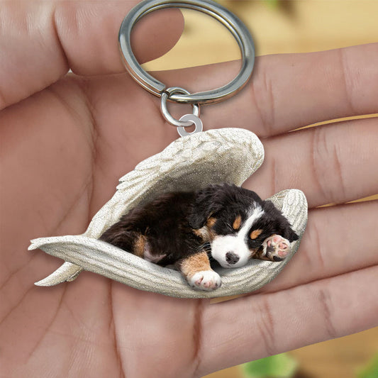 Bernese Mountain Sleeping Angel Acrylic Keychain Dog Sleeping keychain KO0197