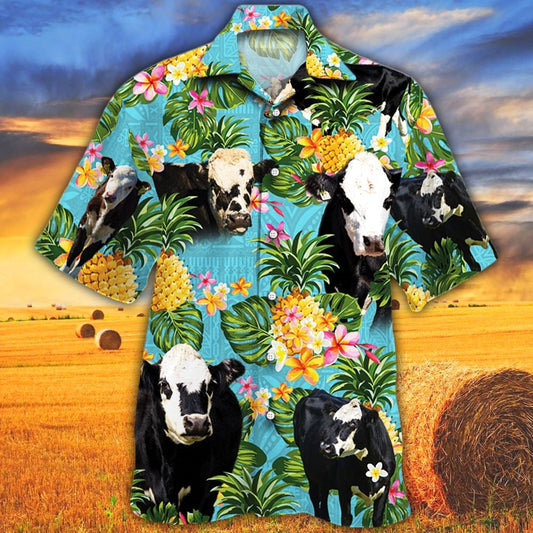 Black Hereford Cattle Lovers Pineapple Hawaiian Shirt HO0597