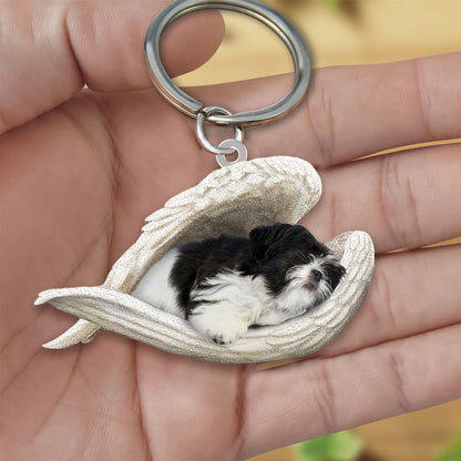 Black And White Shih Tzu Sleeping Angel Acrylic Keychain Dog Sleeping keychain KO0162