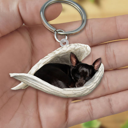 Black Chihuahua Sleeping Angel Acrylic Keychain Dog Sleeping keychain KO0174