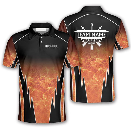 3D All Over Print Blaze Black Custom Archery Polo Shirts for Men, Idea Gift Shirt for Archery AO0052