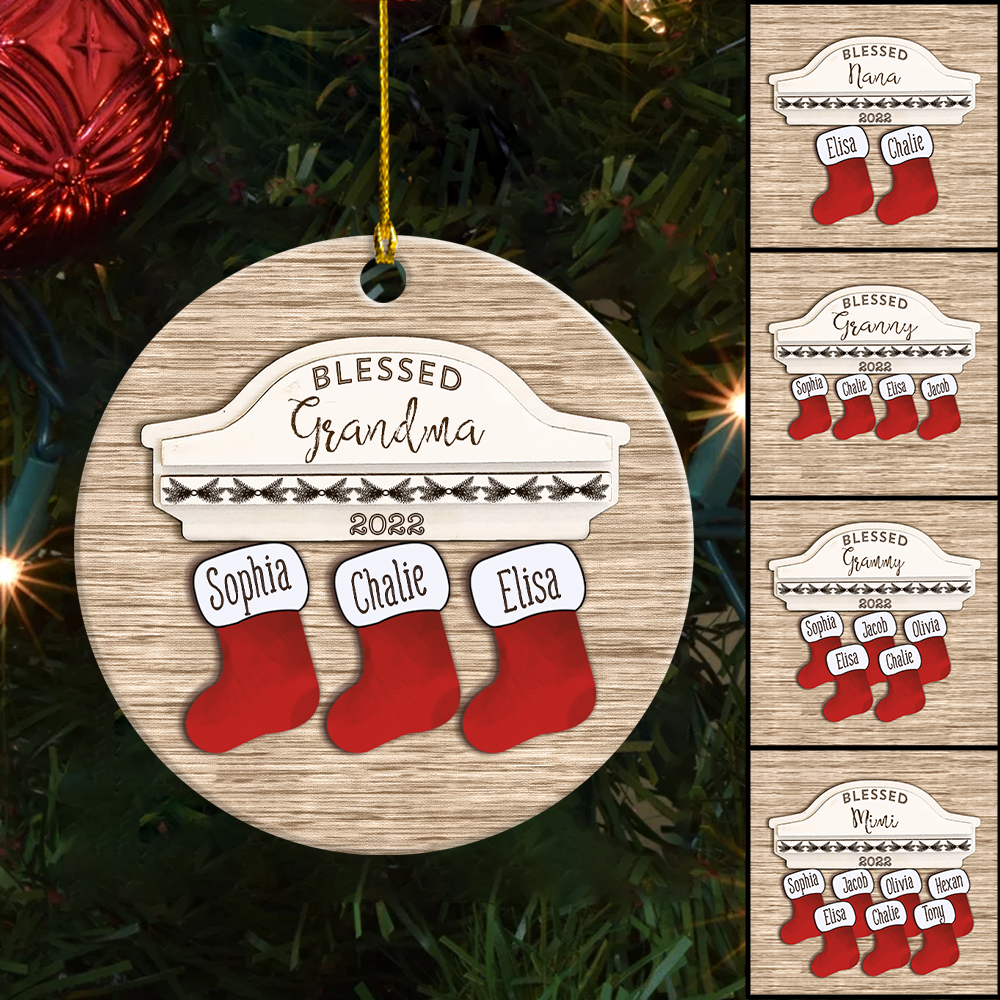 Blessed Grandma With Kids Personalized Cicle Ornament MI0061