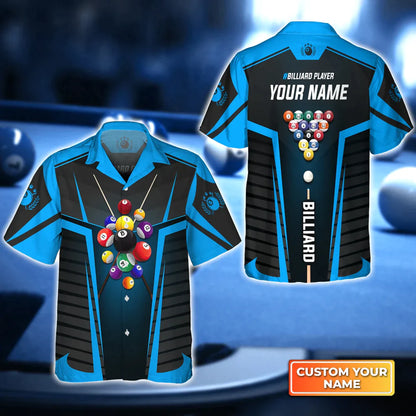 Multi Color Billiard Balls Personalized Name 3D Hawaiian Shirt, Billiard team shirt, Summer Shirt Gift for Billiard Lover HO4093