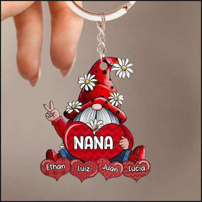 Colorful Grandma Mom Gnome Love Sweet Heart Keychain Custom Keychain For Mother Grandma Keychain KO0199