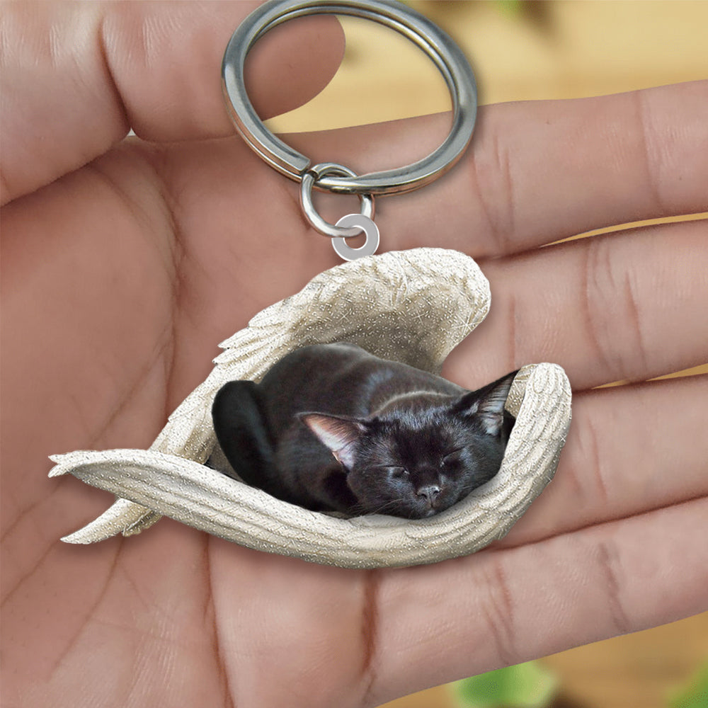 Bombay Cat Sleeping Angel Acrylic Keychain Cat Sleeping keychain KO0258