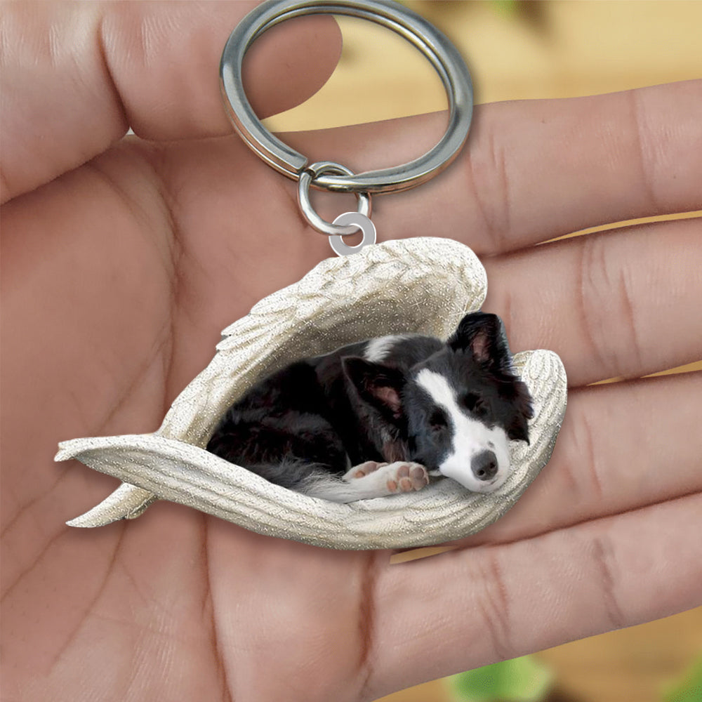 Border Collie Sleeping Angel Acrylic Keychain Dog Sleeping keychain KO0236