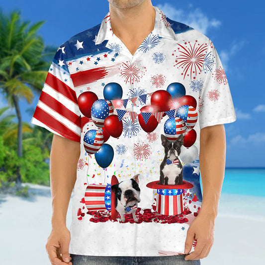 Boston Terrier Independence Day Hawaiian Shirt, Dog Hawaii Beach Shirt Short Sleeve For 4Th Of July HO3904