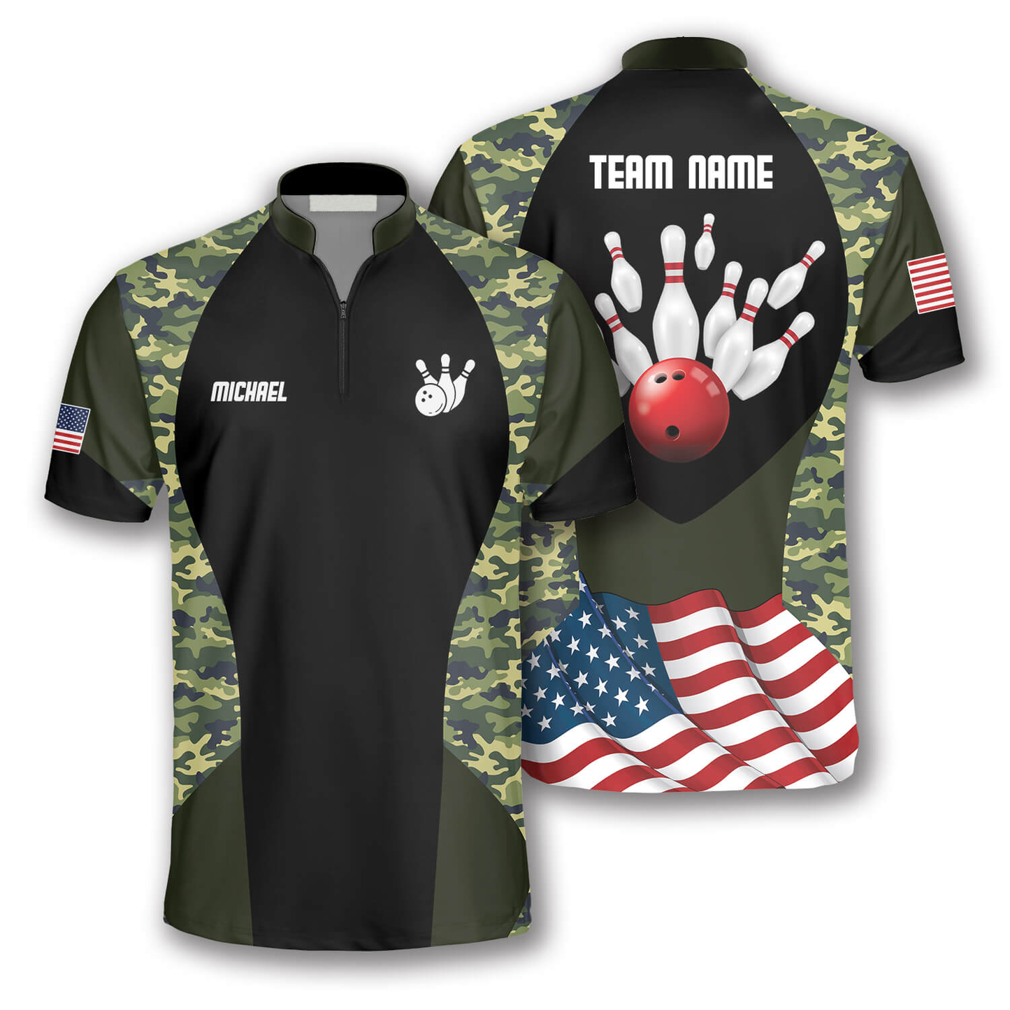 Custom Camo Bowling Jersey For Team BO0049