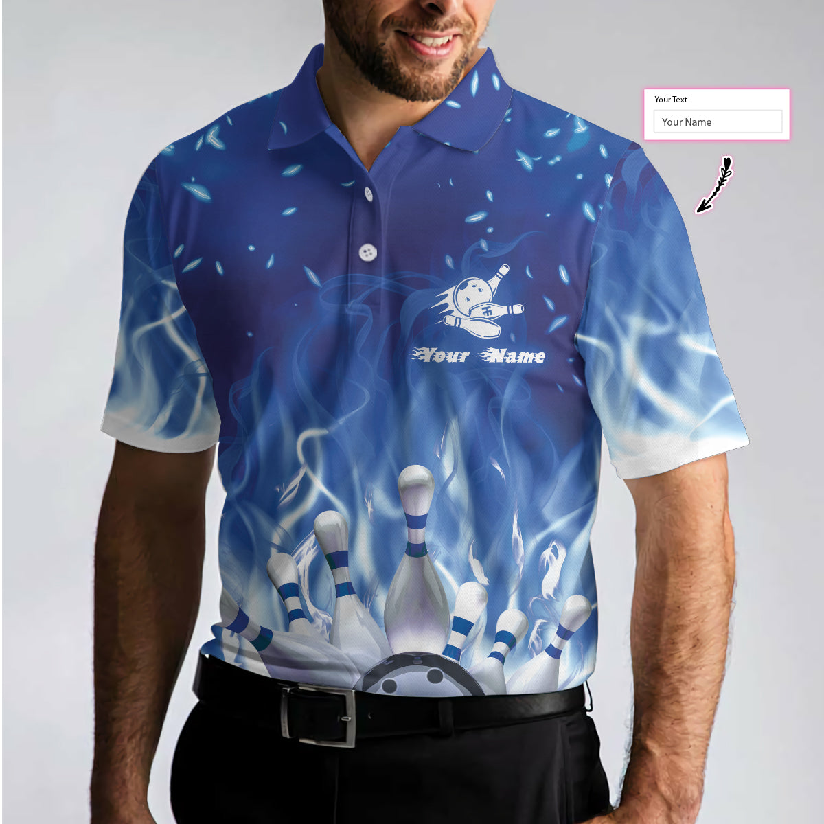 Custom Flame Bowling Polo Shirts BO0001