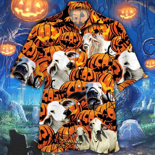 Happy Halloween Brahman Pumpkin All Over Printed 3D Hawaiian Shirt HO5361