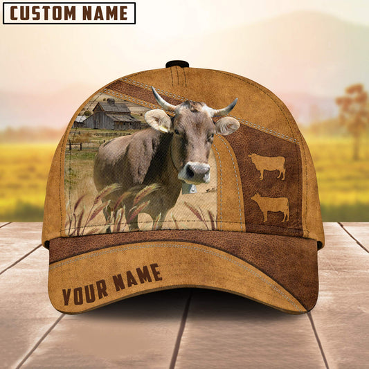 Custom Name Brown Swiss Cattle Cap , Cattle Hat, Farm Baseball Hat, Cap Hat For Farmer Farm Lover CO1026