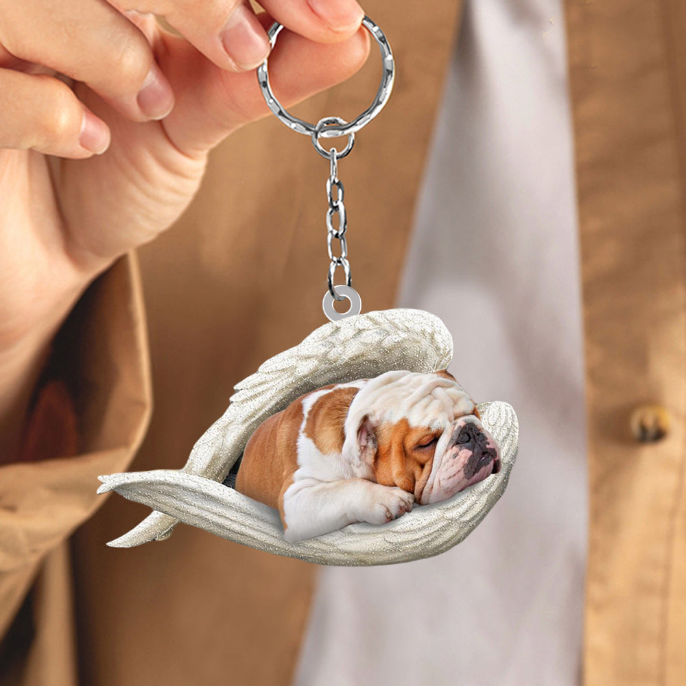 Bulldog Sleeping Angel Acrylic Keychain Dog Sleeping keychain KO0235