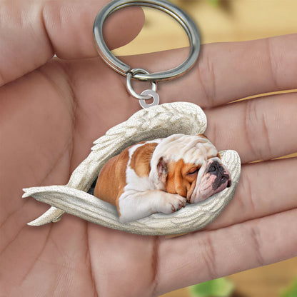 Bulldog Sleeping Angel Acrylic Keychain Dog Sleeping keychain KO0235