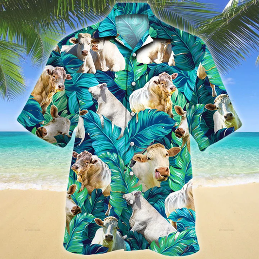 Charolais Cattle Lovers Hawaiian Shirt, Cow aloha shirt for men, Hawaii shirt women HO0224