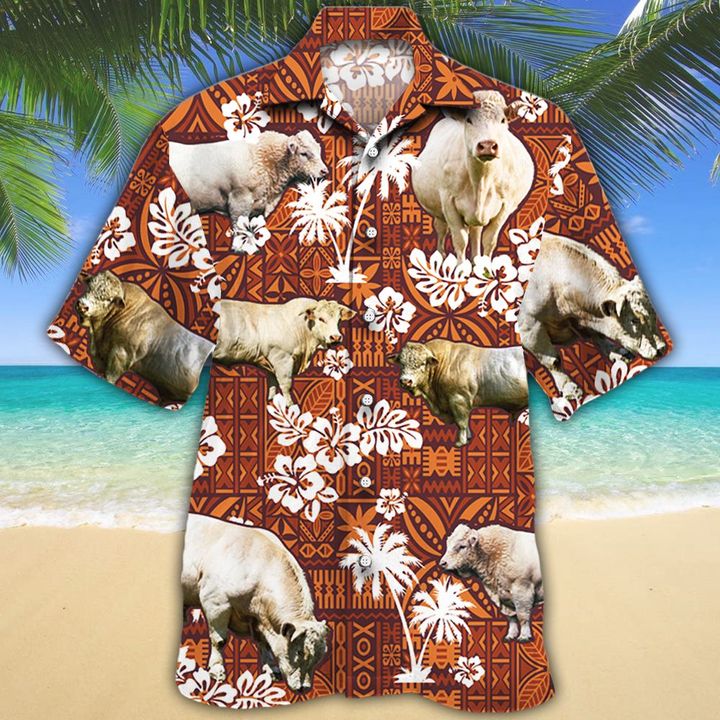 Charolais Cattle Lovers Red Tribal Hawaiian Shirt HO0575