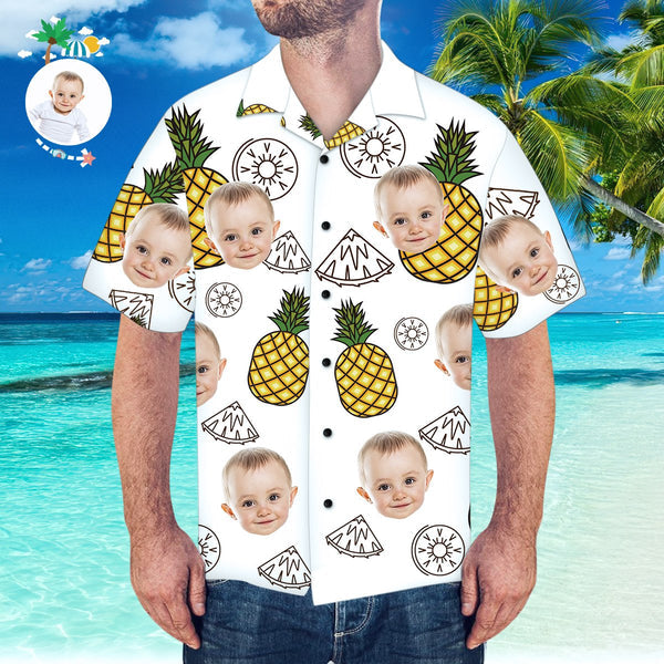 Custom Face Shirt Hawaiian Shirt For Men Funny Pineapple Funny Baby Hawaiian Shirt for Dad HO4356