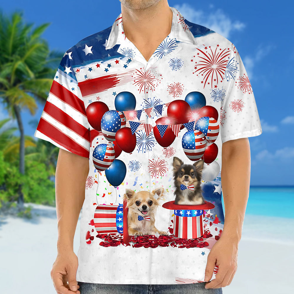 Chihuahua Independence Day Hawaiian Shirt, Dog Hawaii Beach Shirt Short Sleeve For 4Th Of July HO3907