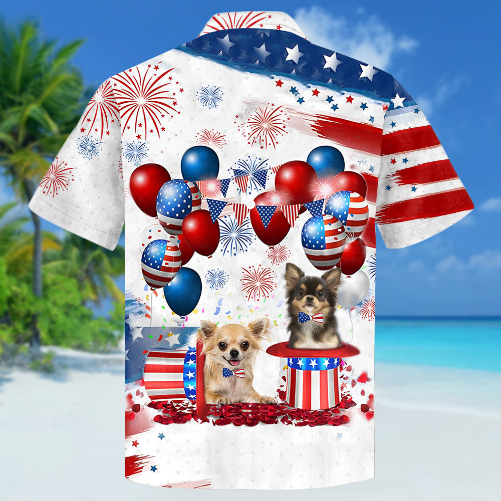 Chihuahua Independence Day Hawaiian Shirt, Dog Hawaii Beach Shirt Short Sleeve For 4Th Of July HO3907