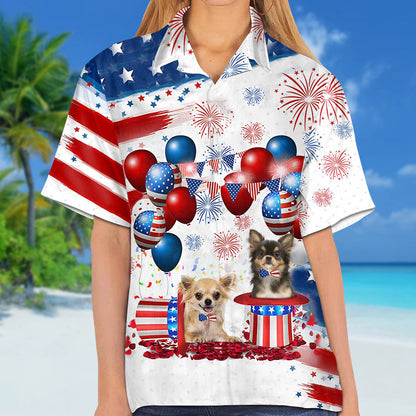 Chihuahua Independence Day Hawaiian Shirt, Dog Hawaii Beach Shirt Short Sleeve For 4Th Of July HO3907