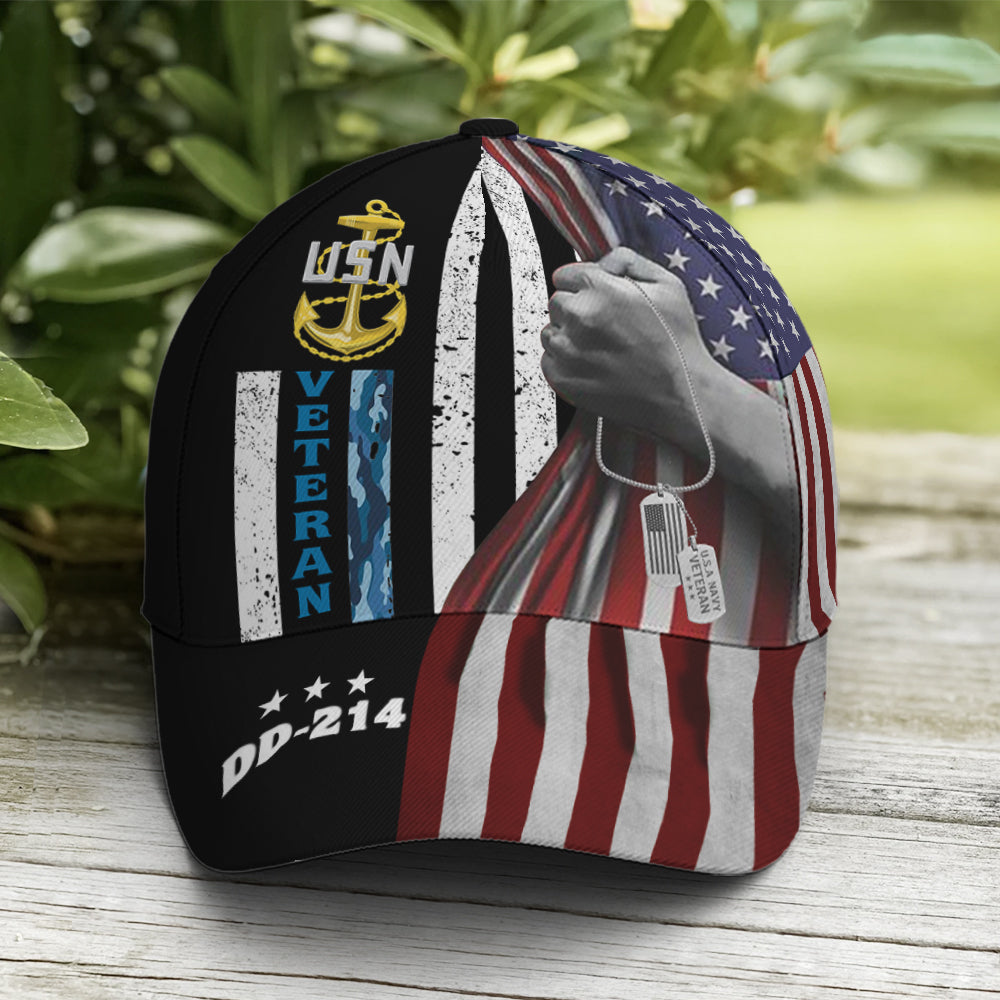 Navy Veteran Flag Pattern Baseball Cap Lasfour CO0906