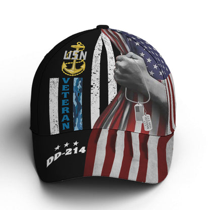 Navy Veteran Flag Pattern Baseball Cap Lasfour CO0906