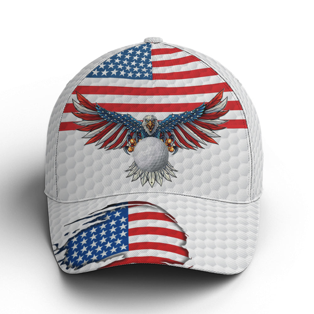 Golf American Flag Eagle Golf Ball Pattern Baseball Cap Lasfour CO0915