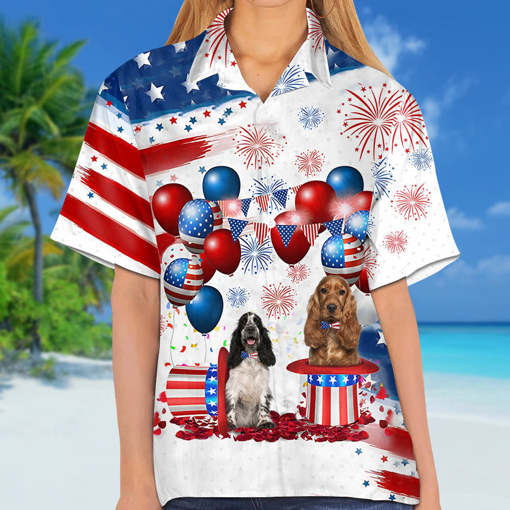 Cocker Spaniel Independence Day Hawaiian Shirt, Dog Hawaii Beach Shirt Short Sleeve For 4Th Of July HO3908