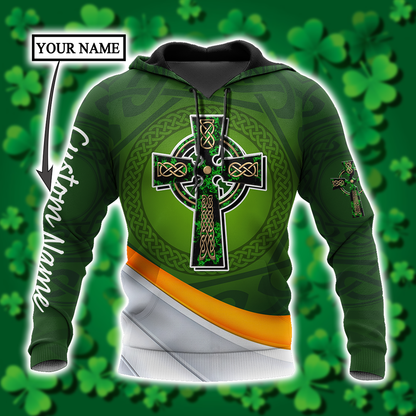 Personalized Custom Name Saint Patrick's Day Shirt, St. Patrick's Day 3d Shirt, Celtic Cross Shirt PO0307