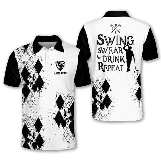 Swing Swear Drink Repeat Golf Polo Shirt GM0395