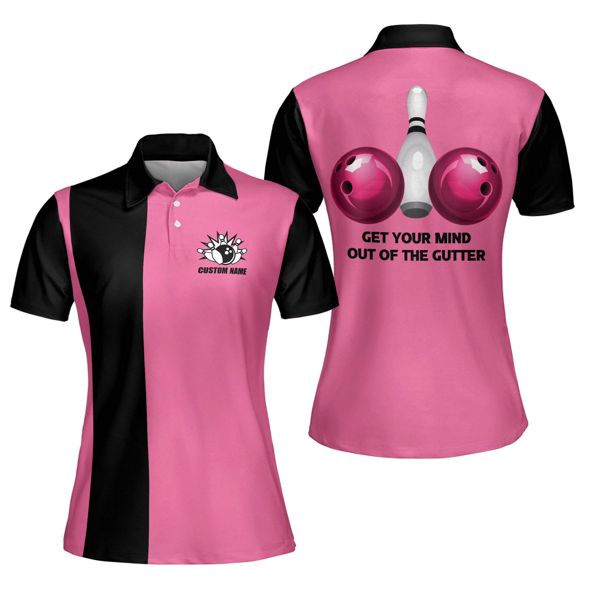 Lasfour Personalized Ladies Bowling Shirts, Pink And Black Bowling ...